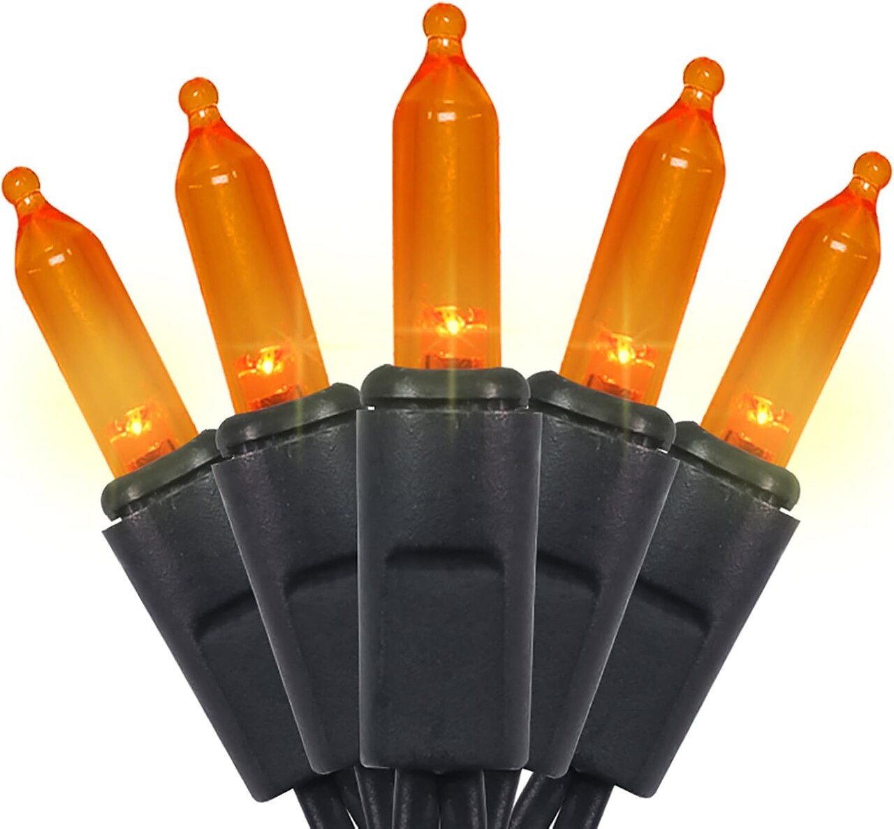 Orange LED Halloween String Lights – 35 Count, 11 ft, Indoor/Outdoor Decor (Black Wire-Orange)